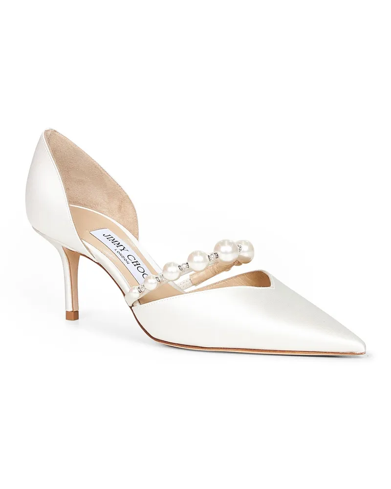 Jimmy Choo Women's Pumps Aurelie 65 Ivory Satin Viscose High Heel Shoes 