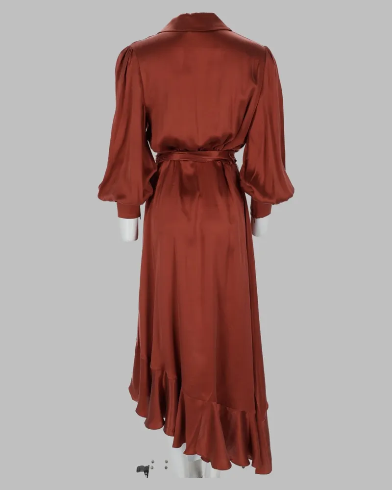 Zimmermann Ginger Wrap Midi Dress — Red Red