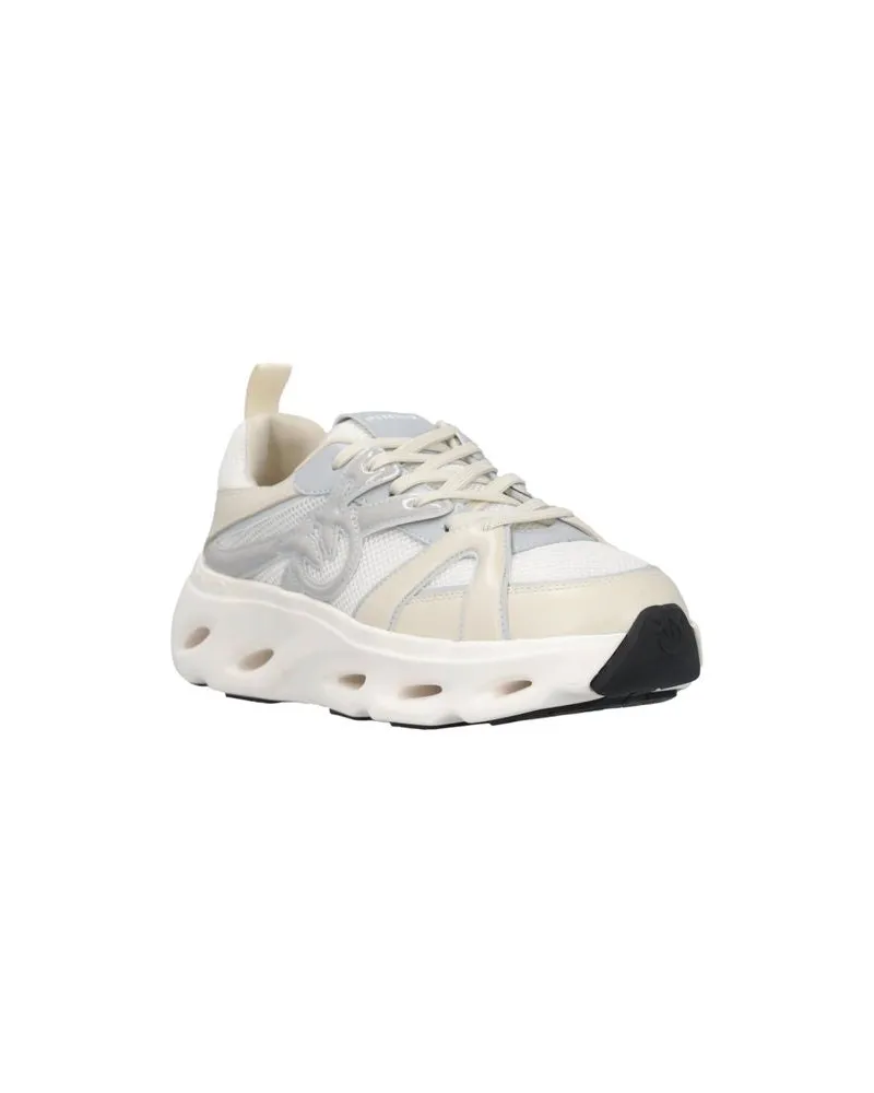 Pinko Mesh and Leather Sneakers — Cream Cream