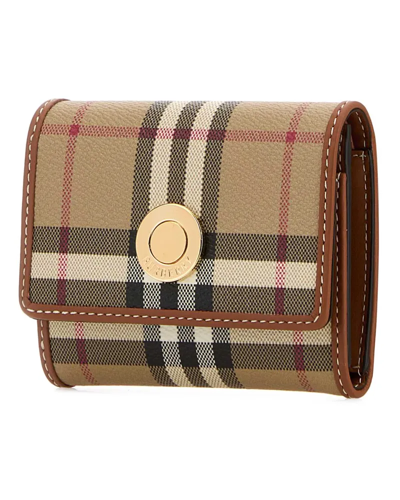Burberry Women's Printed Canvas Small Check Wallet Vntgchkbriarbrown Polyurethane Polyester Cotton Portafogli Brown