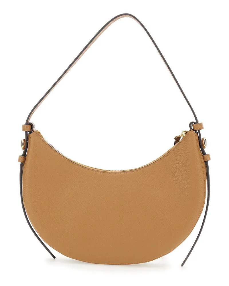 Tory Burch Women's Shoulder Bag Romy Half Moon Beige Cowhide Leather Beige