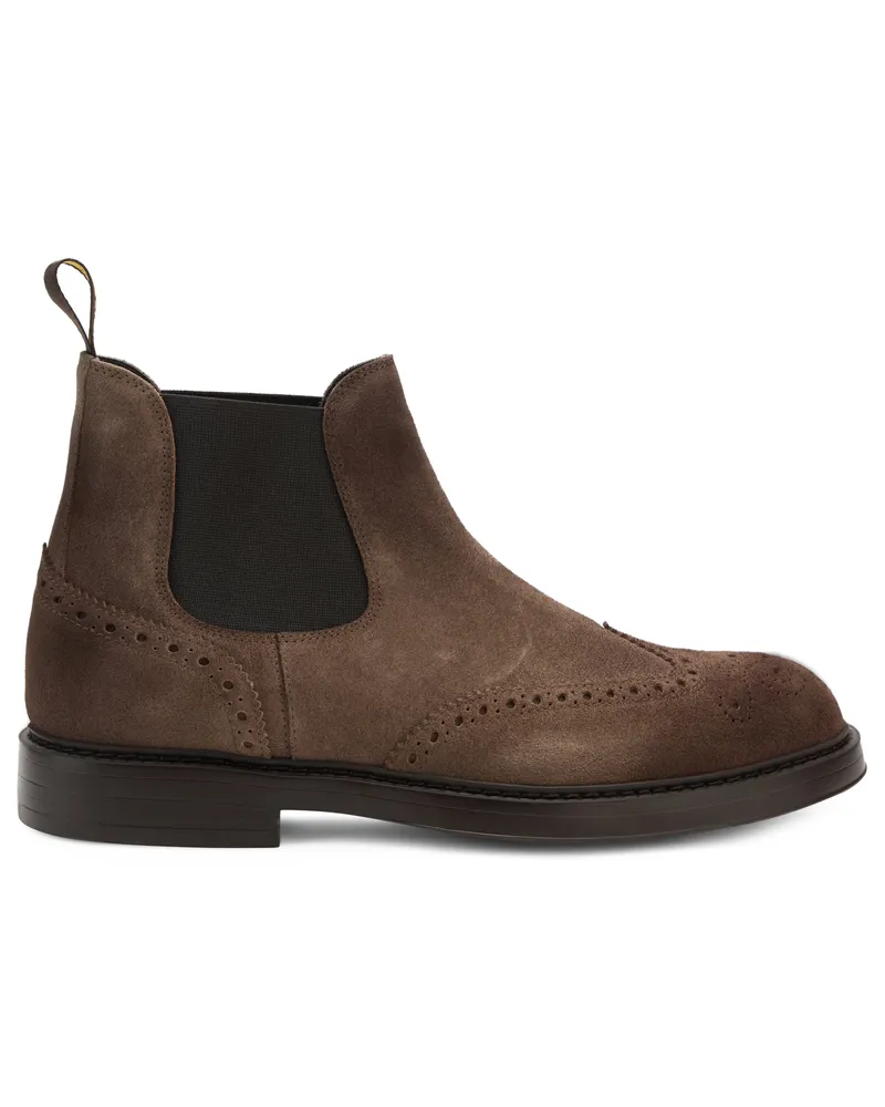 Doucal´s Calfskin Brogue Chelsea Boot — Brown Brown