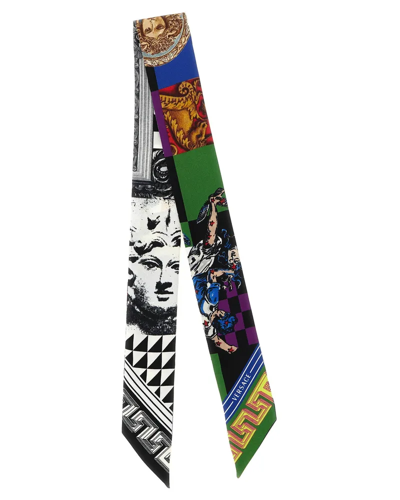 Versace Medusa Collage Silk Twill Scarf — Black Black