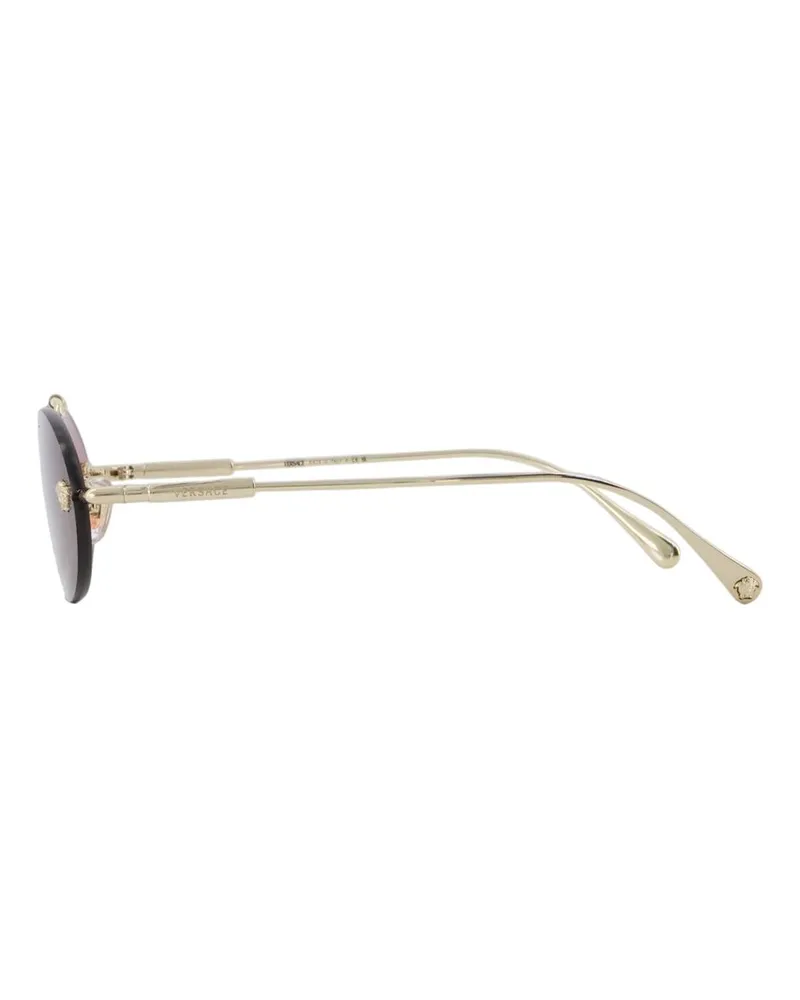 Versace 0VE2295-12521A56 Oval Acetate Sunglasses — Gold Gold