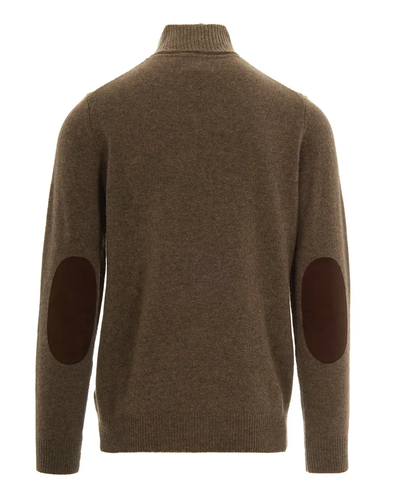 Barbour Men's Wool Jumper Dark Stone Jumpers Sweater Brown