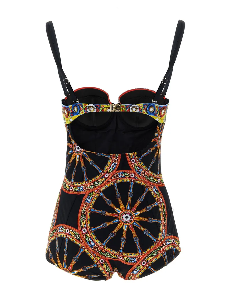 Dolce & Gabbana Carretto One-Piece Swimsuit — Black Black