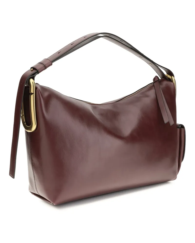 Marc Jacobs Women's Shoulder Bag Juliette Dark Port Calf Leather Handbags Hand Brown