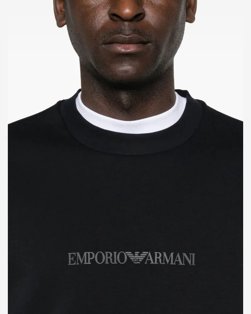 Emporio Armani Logo-Embroidered Sweatshirt — Black Black