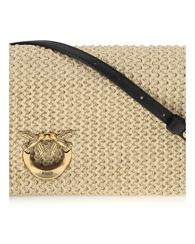 Pinko Women's Shoulder Bag Love Click Raffia-Black Antique Polypropylene Raffia/black Beige