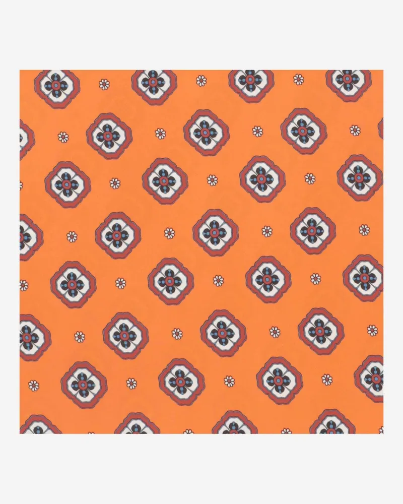 Alberto Biani Women's Floral Pattern Silk Foulard Orange Scarf Scarfs Orange