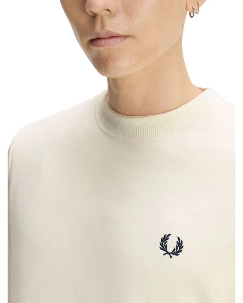 Fred Perry Logo-Embroidered Cotton Sweatshirt — Ivory Ivory