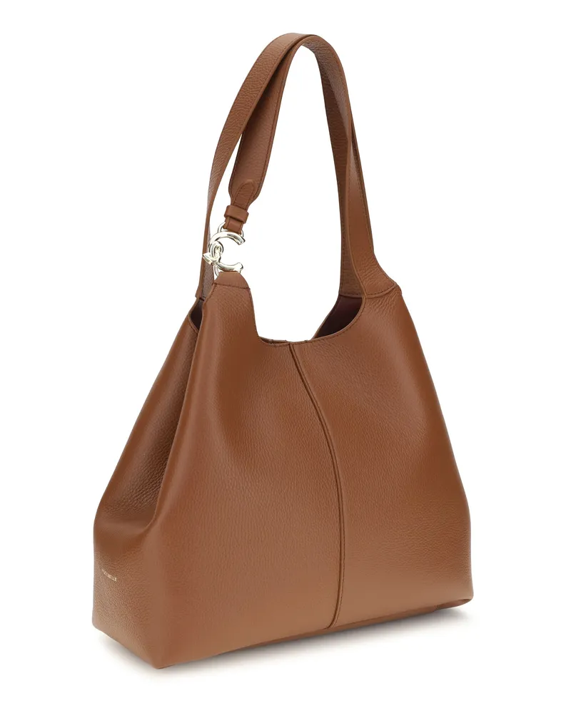 Coccinelle Women's Large C-Easy Tote Bag Cognac Calf Leather Bos Taurus Shoulder Brown