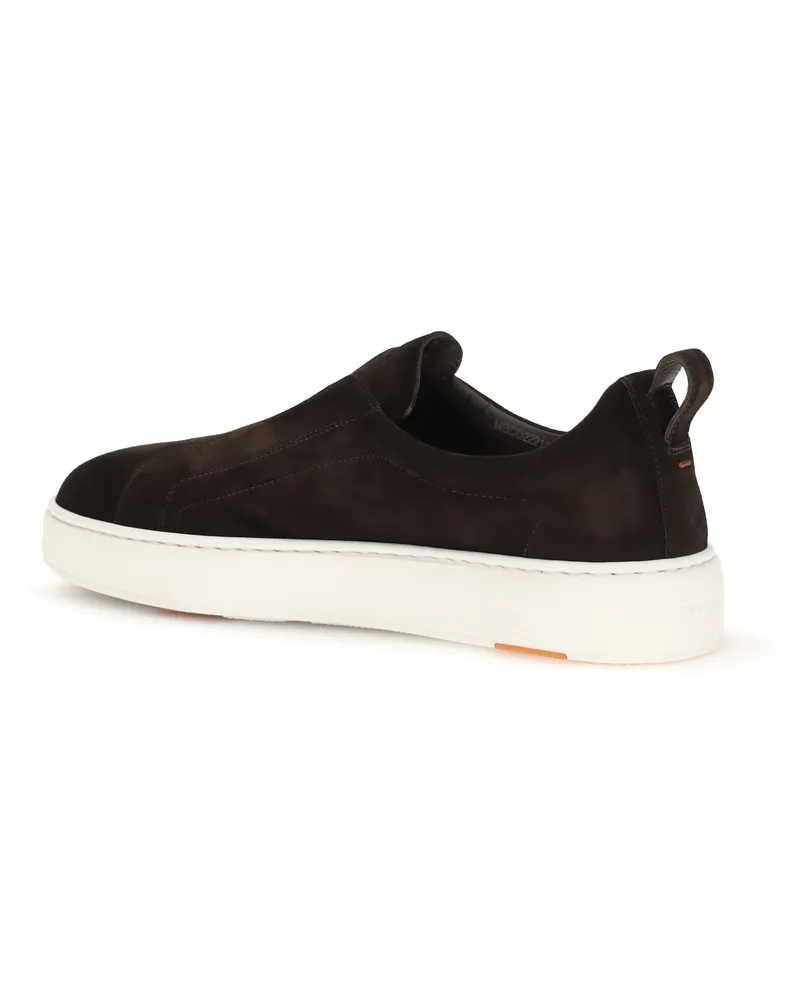 Santoni Men's Slip-On Sneakers Dark Brown Trainers Brown