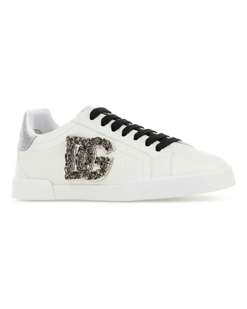Dolce & Gabbana Women's Ice Leather Sneakers Bianco-Oro Antico Bianco/oro White