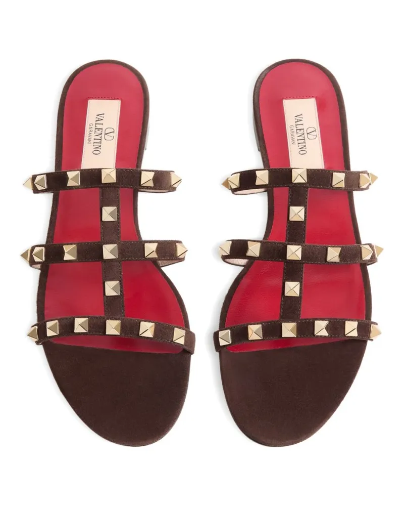 Valentino Garavani Rockstud Leather Sandals — Brown Brown
