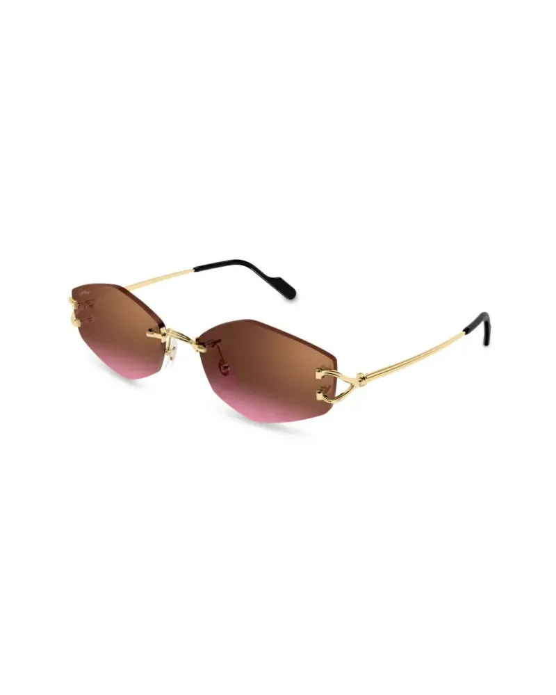 Cartier CT0620S Rimless Oval Sunglasses — Brown Brown