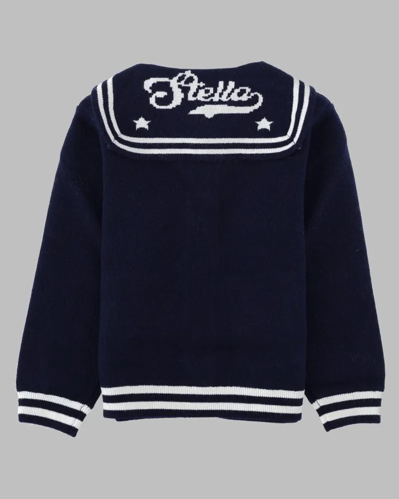 Stella McCartney Sailor-Collar Knit Cardigan — Navy Navy
