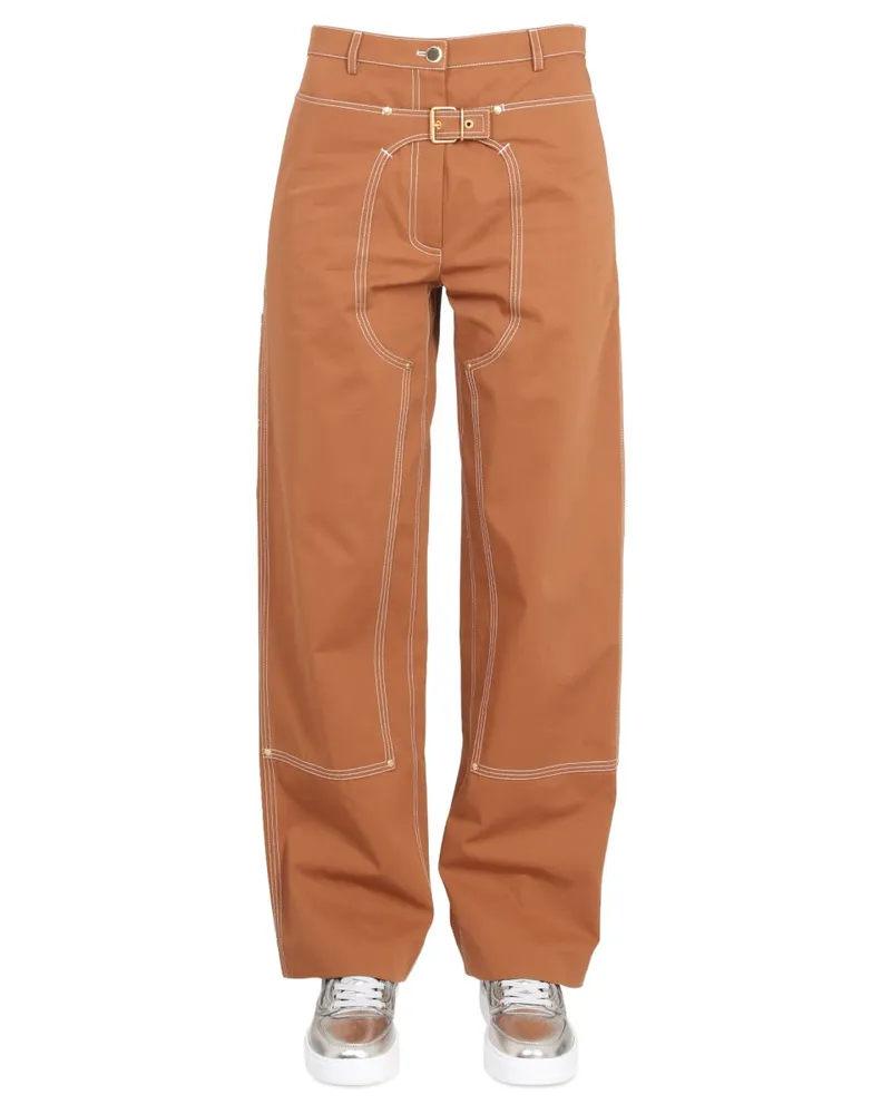 Stella McCartney Buckle-Detail Trousers — Brown Brown