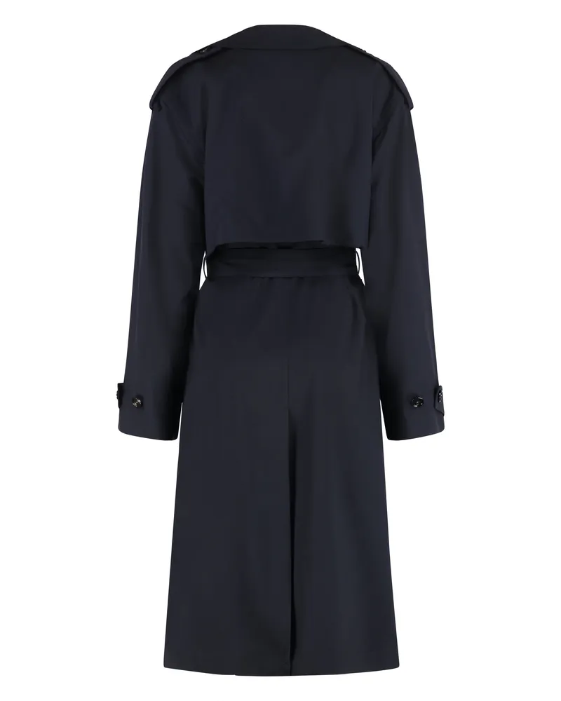 Bottega Veneta Women's Wool Trench Coat Midnight Blue & Raincoats Navy