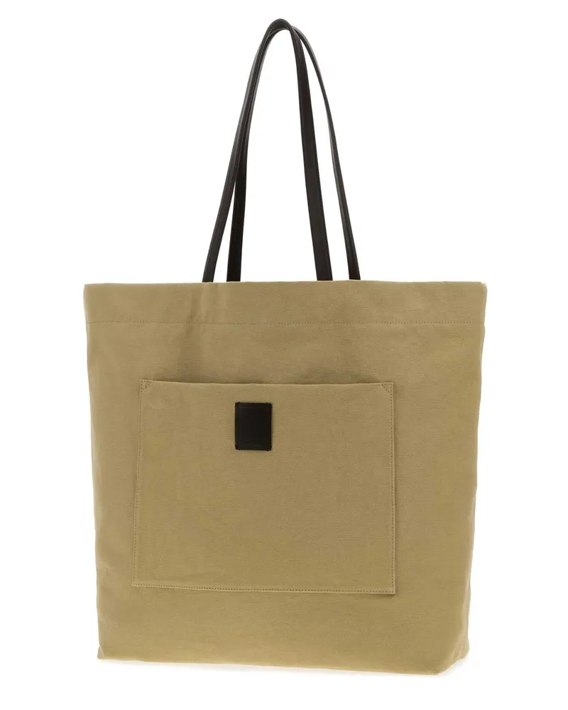 The Row Men's Khaki Canvas Tori Shopping Bag Cretadarkbrownans Borse A Tracolla Beige