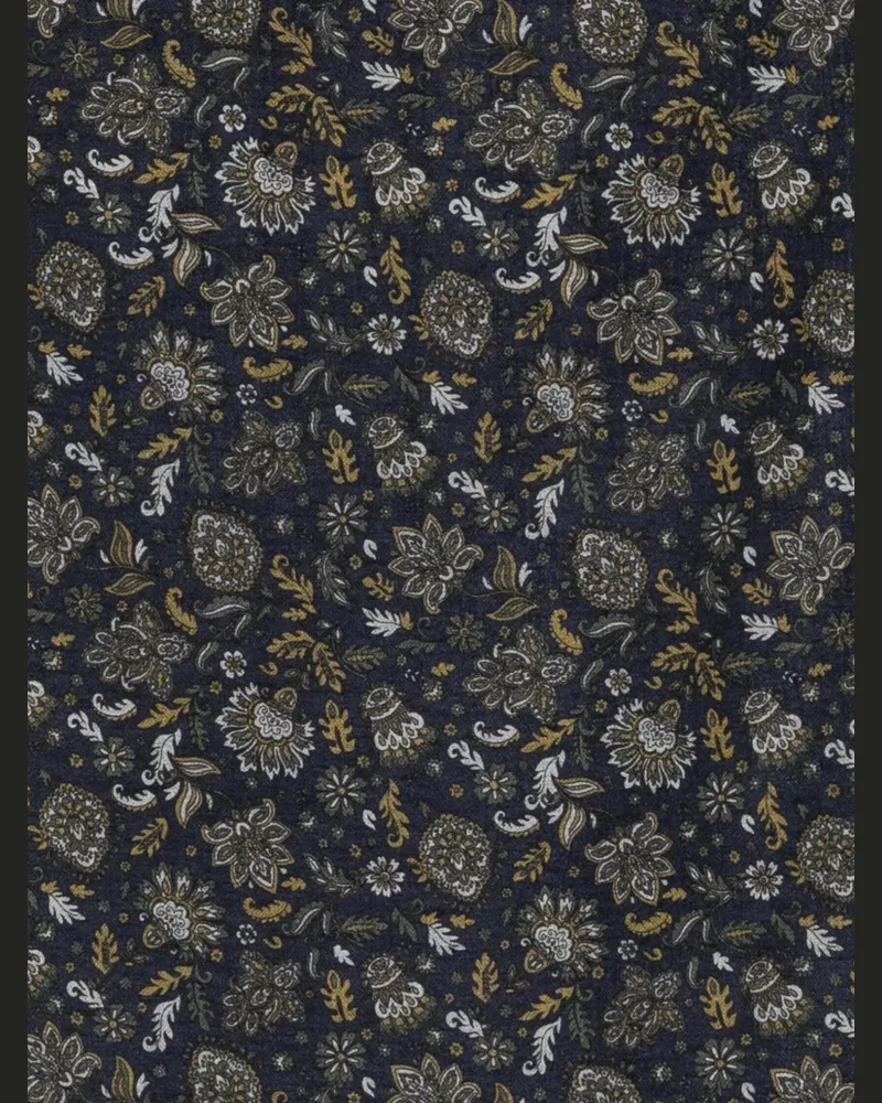 Kiton Men's Paisley Fringed Scarf Aw26 M Navy
