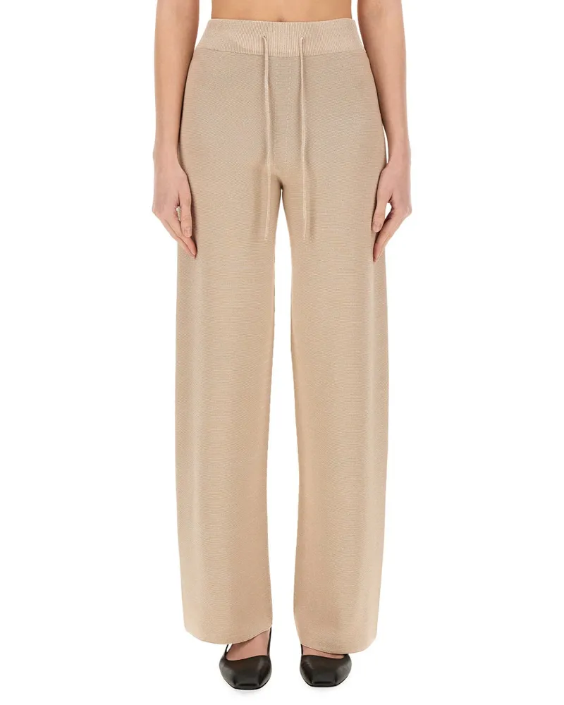 Fabiana Filippi Organic Cotton and Lurex Trousers — Beige Beige