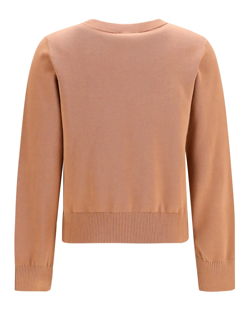Ganni Women's Cherry-Print Cotton Sweater Camel Camel