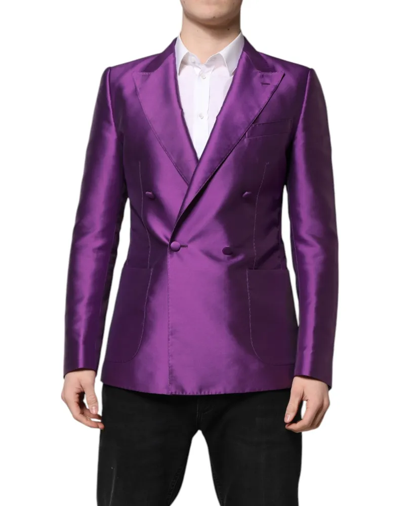 Dolce & Gabbana Double-Breasted Formal Blazer — Purple Purple