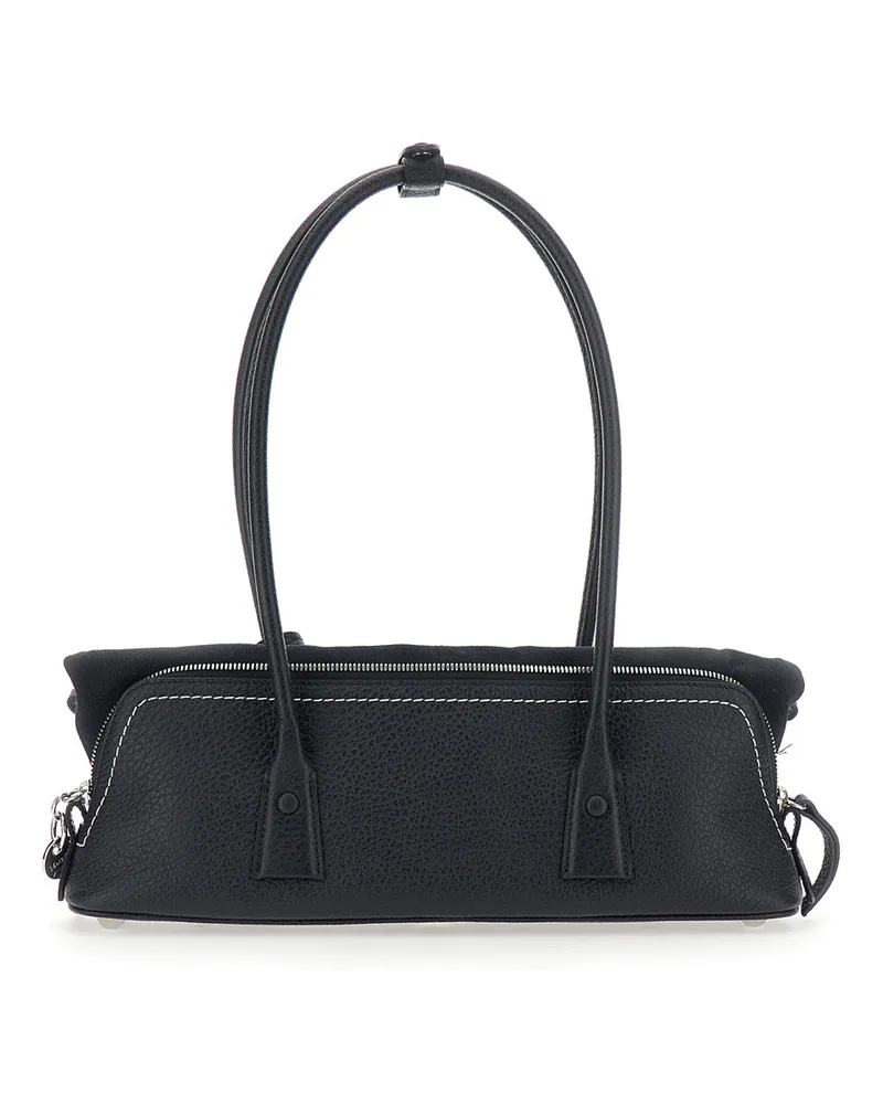 Maison Margiela Women's Shoulder Bag Leather Trim Black Calf Black