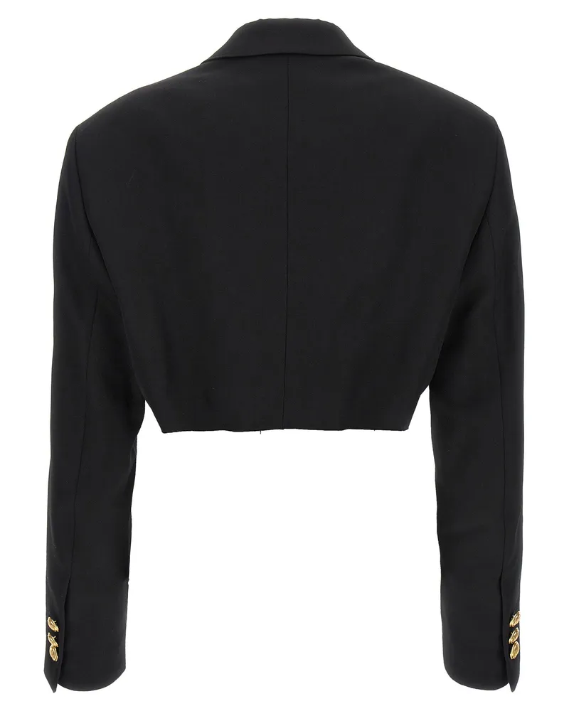 Palm Angels Double-Breasted Wool Blend Blazer — Black Black