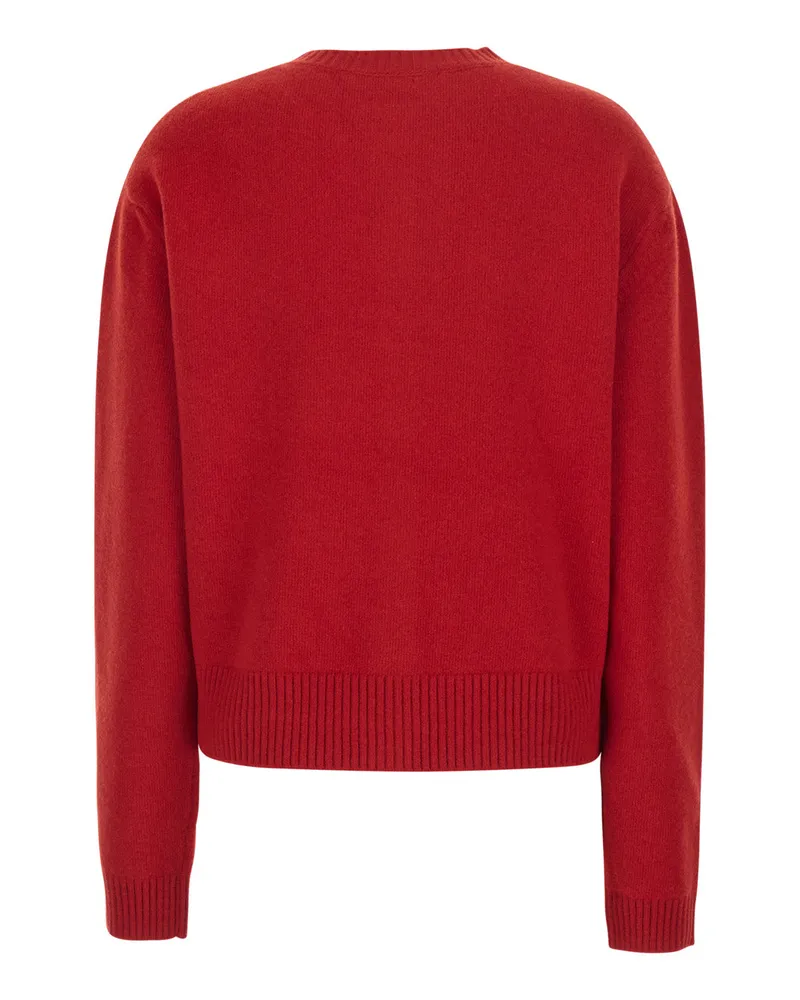 Róhe Wool Blend V-Neck Cardigan — Red Red