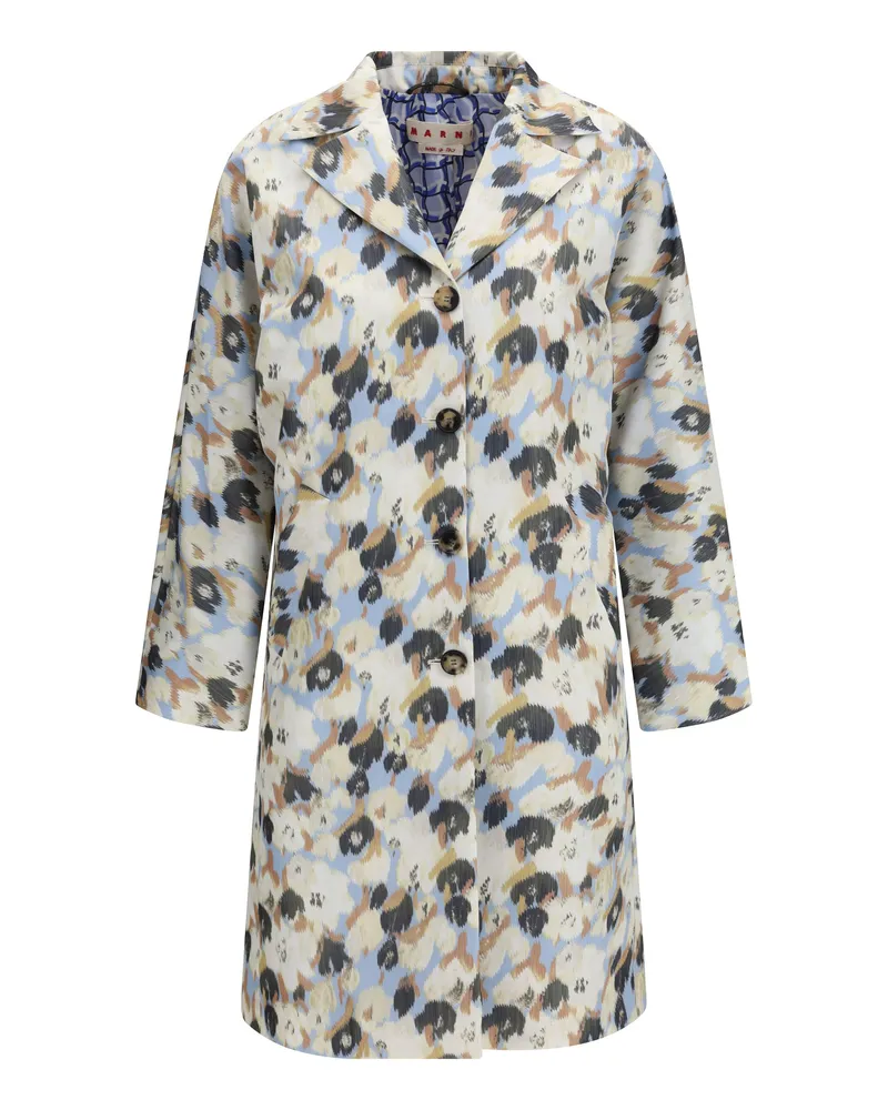Marni Women's Parka Coat Printed Light Blue Polyester Blue