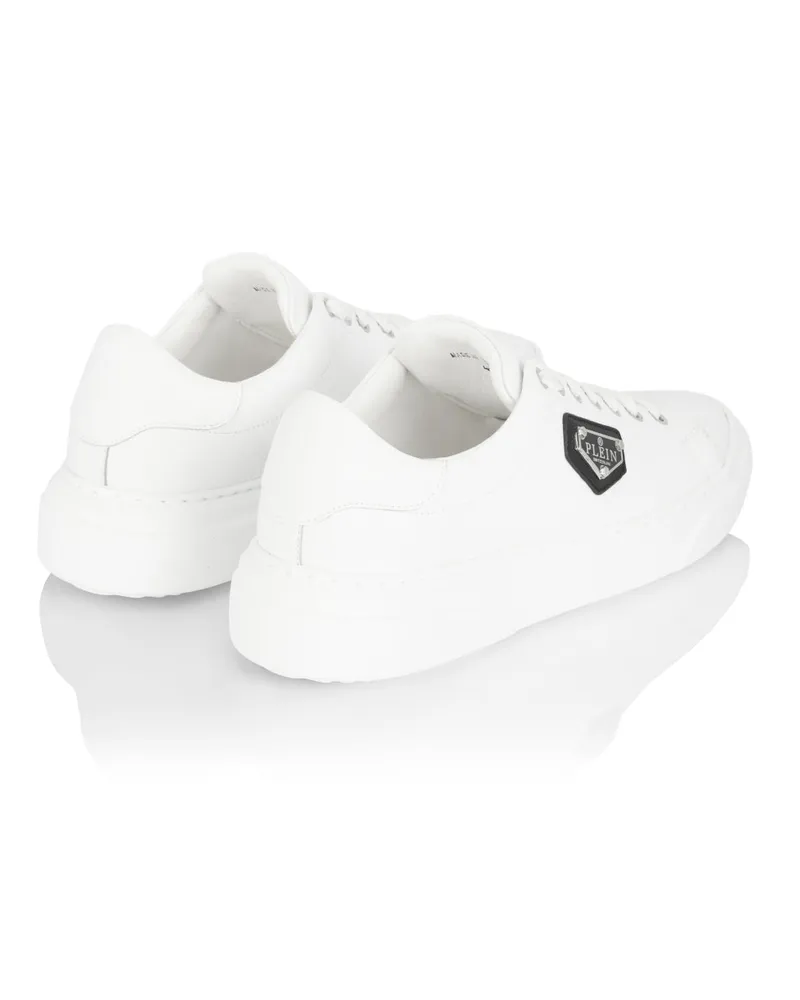 Philipp Plein Men's Lo-Top Iconic Plein Logo Sneakers White Shoes White