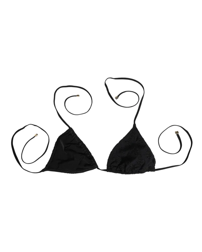 Dolce & Gabbana Women Black Embroidered Triangle Swimwear Underwear Polyamide Clothing Black