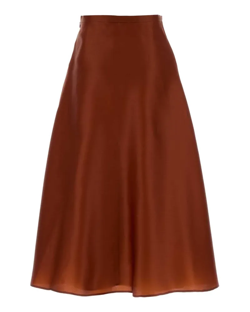 Alberta Ferretti Women's Brick Silk Skirt Rosso Gonne Brown