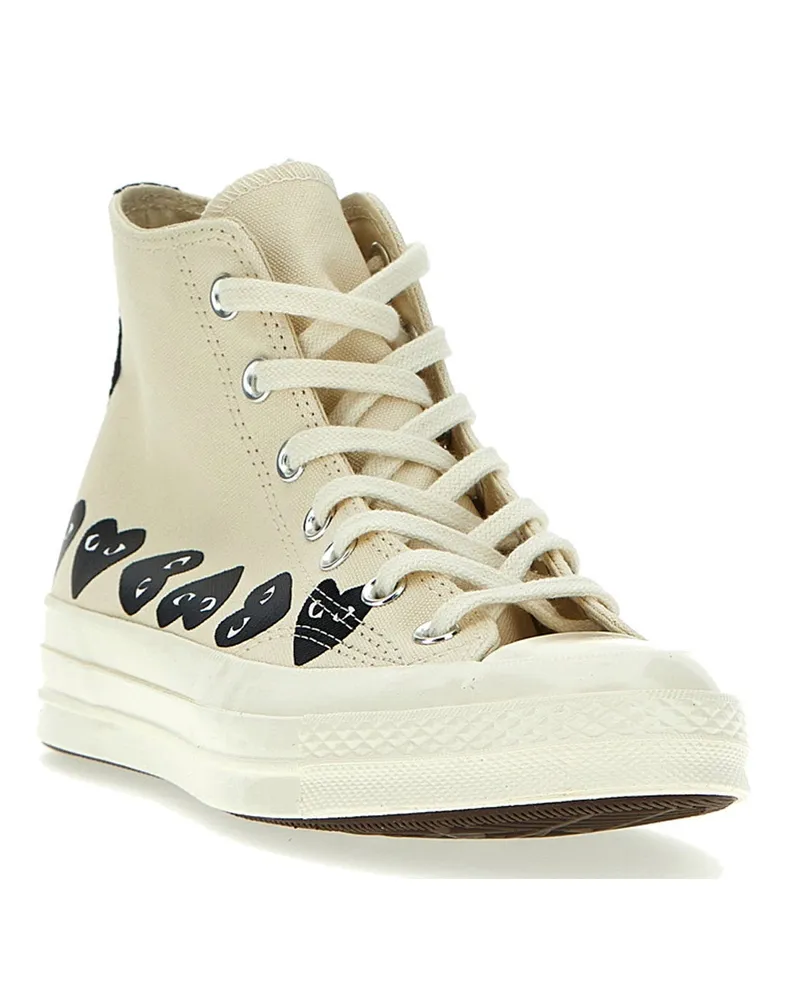 Comme des Garçons Heart-Print Canvas Sneaker — cream Cream