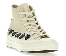 Heart-Print Canvas Sneaker — cream