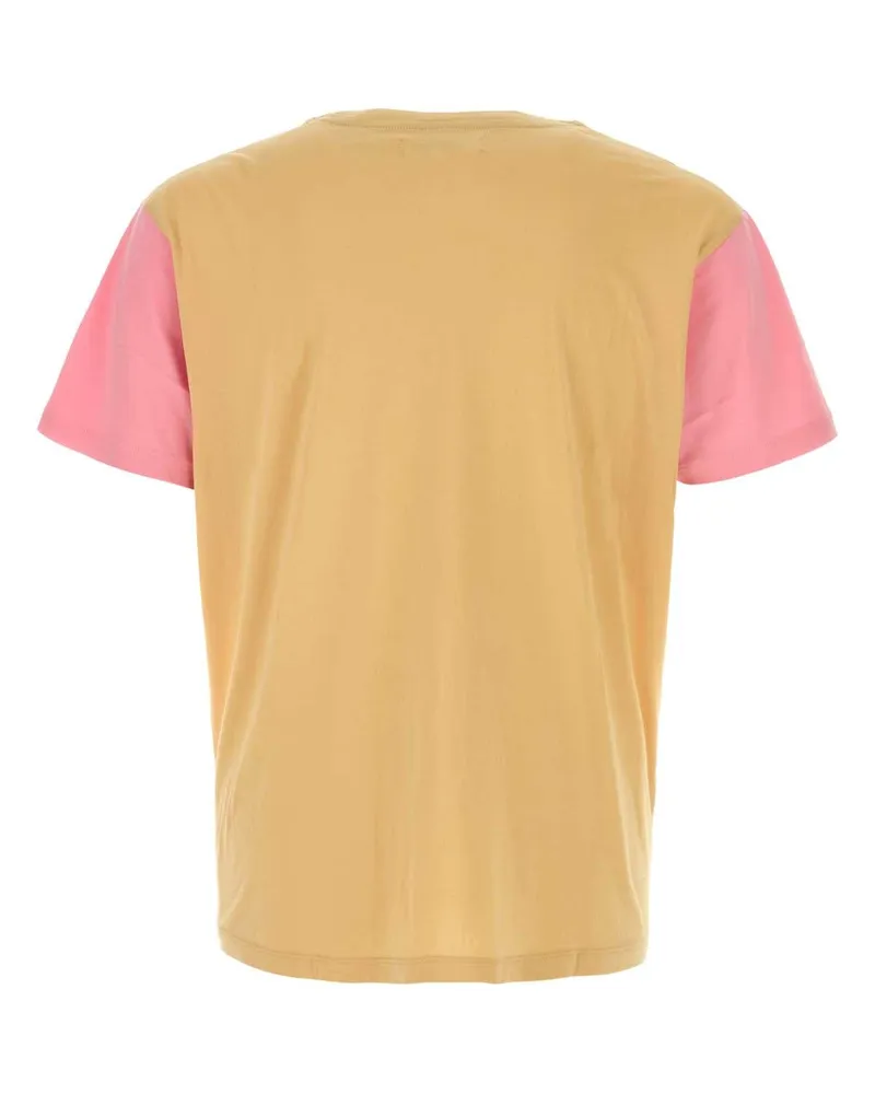 GIMAGUAS Men's Beige Cotton Sleeve T-Shirt Beigepink Exterior: Organic Beige