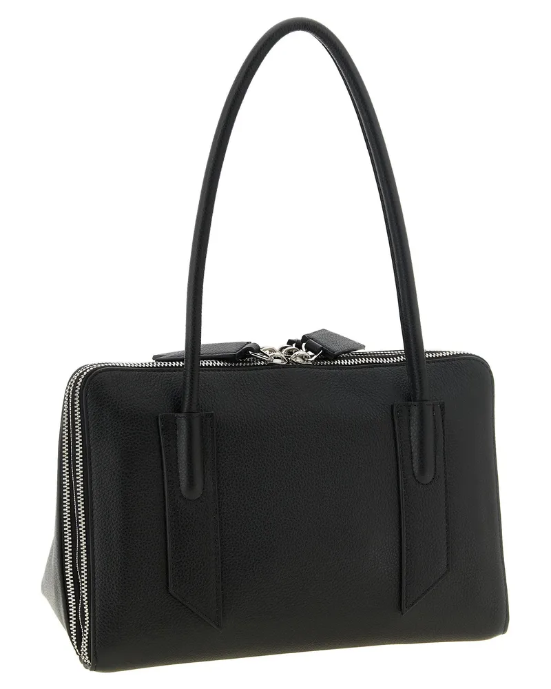 ATTICO L'Altra di Milano Calfskin Leather Shoulder Bag — Black Black