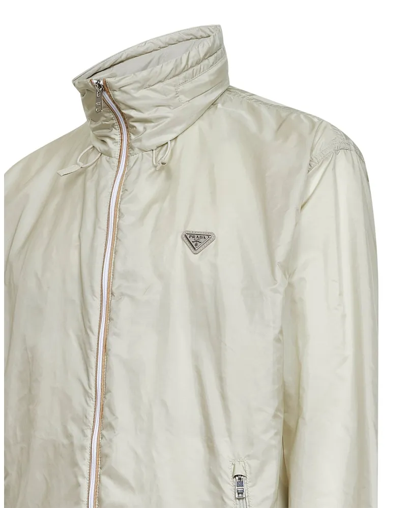 Prada Hooded Recycled Polyamide Jacket — Beige Beige