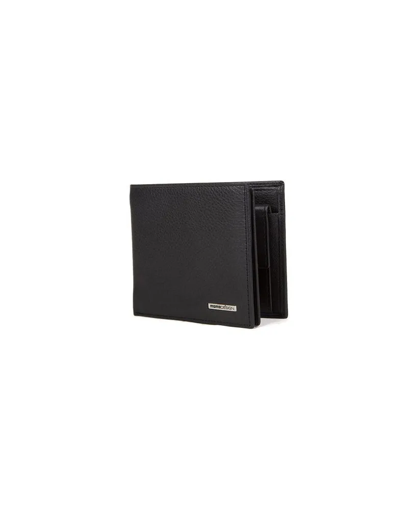 MOMO DESIGN Men's Wallet Black Genuine Leather Bags Black