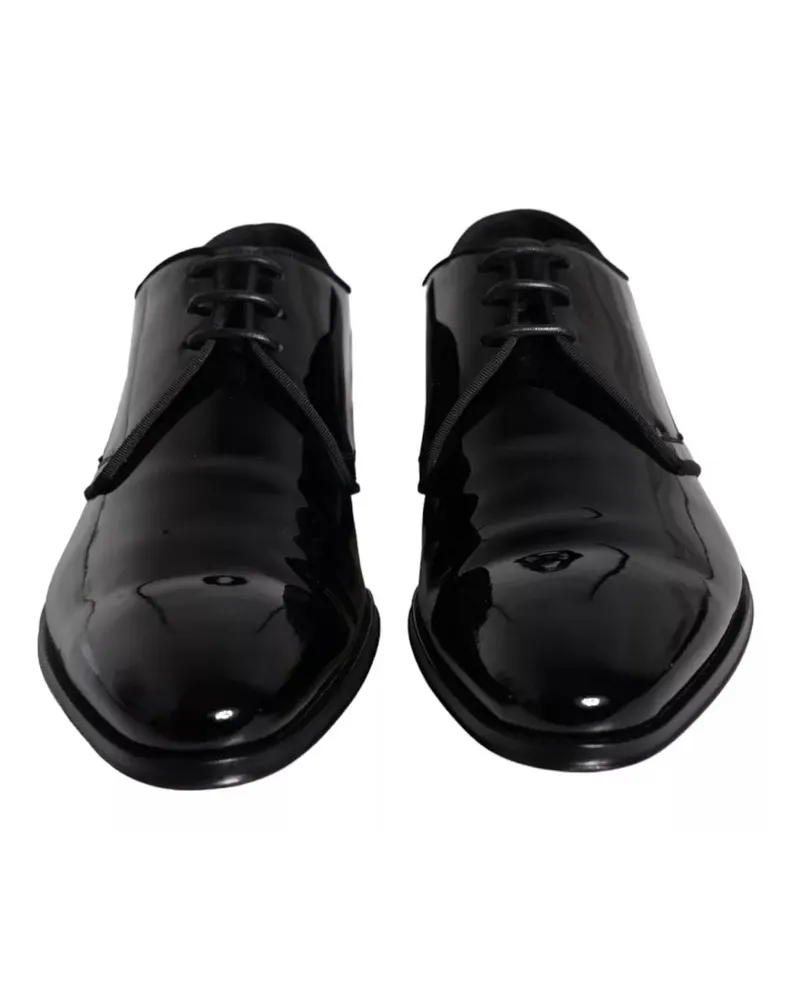 Dolce & Gabbana Black Calfskin Leather Derby Men Dress Shoes Black
