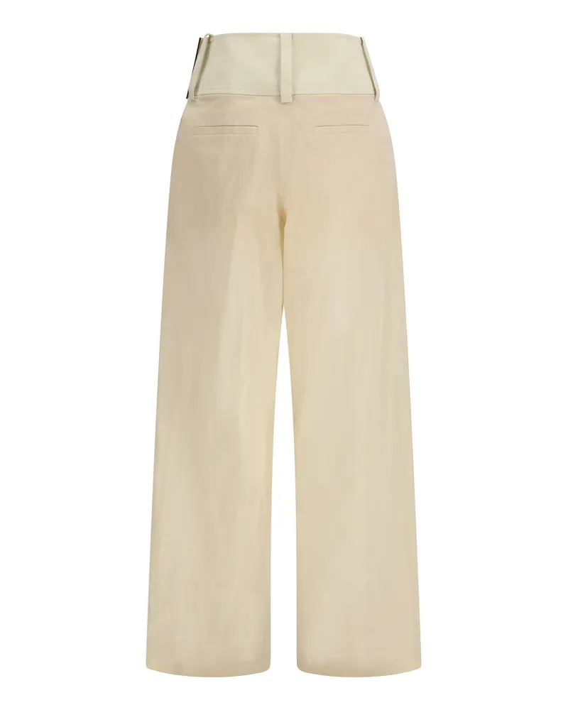 Max Mara Wide-Leg Cotton Organza Trousers — Beige Beige