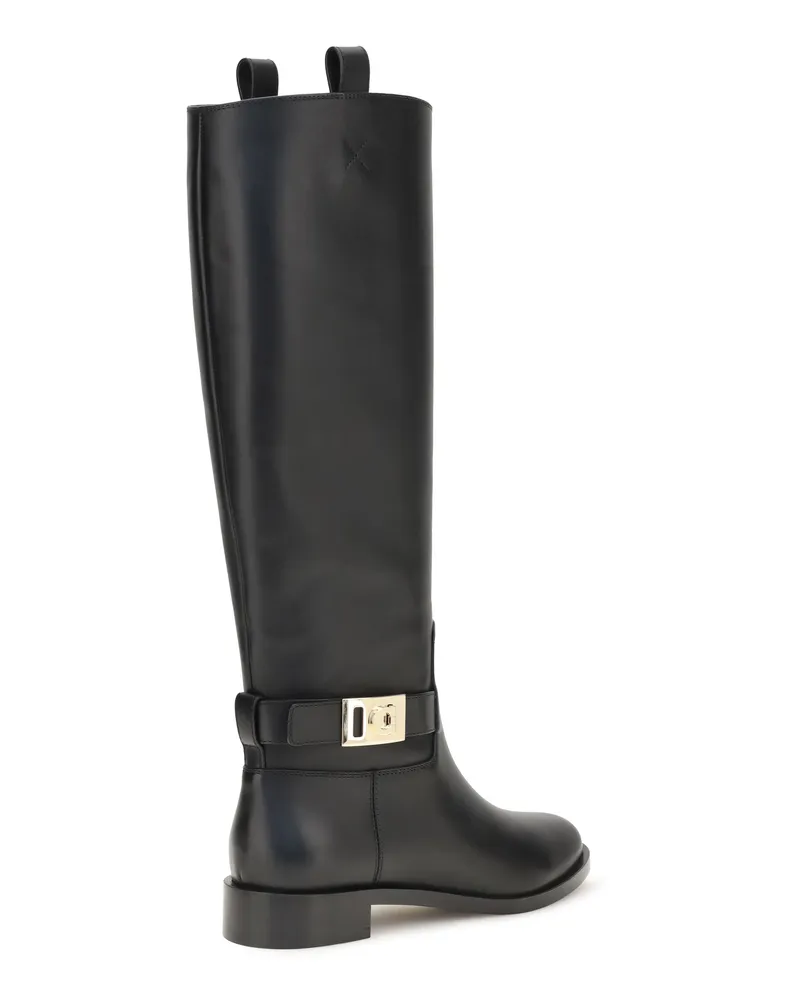 Ferragamo Women's Boots Hug Black Leather Calf Black