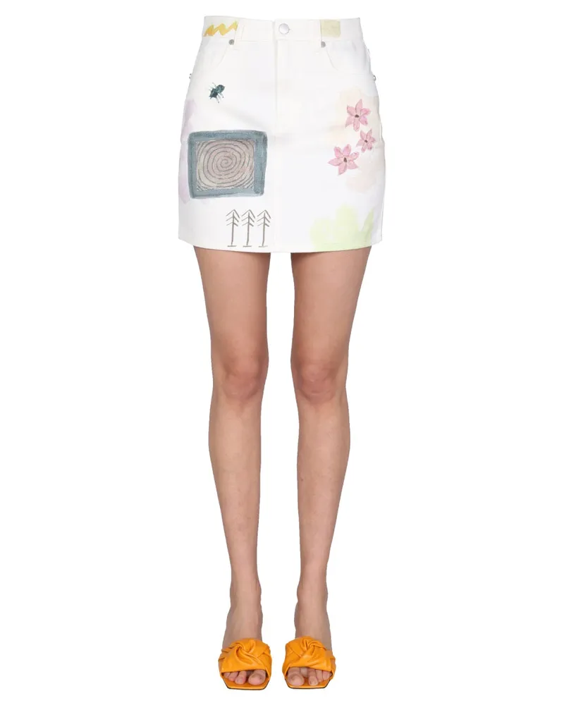 McQ Straight-Cut Cotton Skirt — Beige Beige