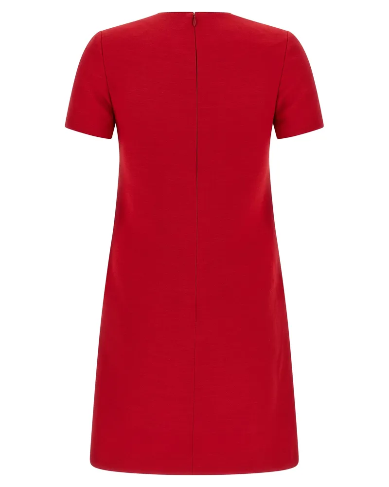 Valentino Garavani Virgin Wool Crêpe Dress — Red Multicolor