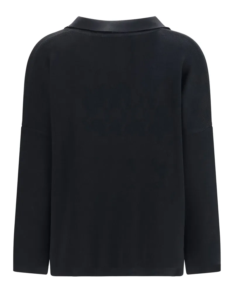 Ella Women's Wool Polo Collar Sweater Nero Merino Ovis Aries Shirts T-shirts And Polos Black