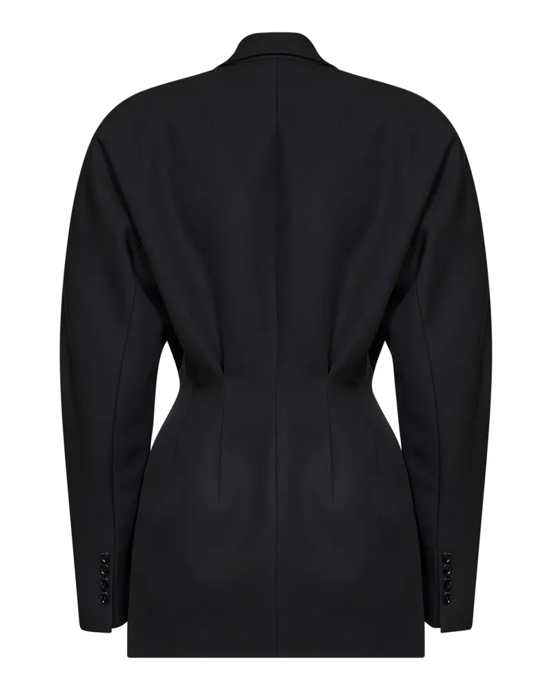 Thierry Mugler Women's Blazer Deconstructed Cinched Black Virgin Wool Jacket Black