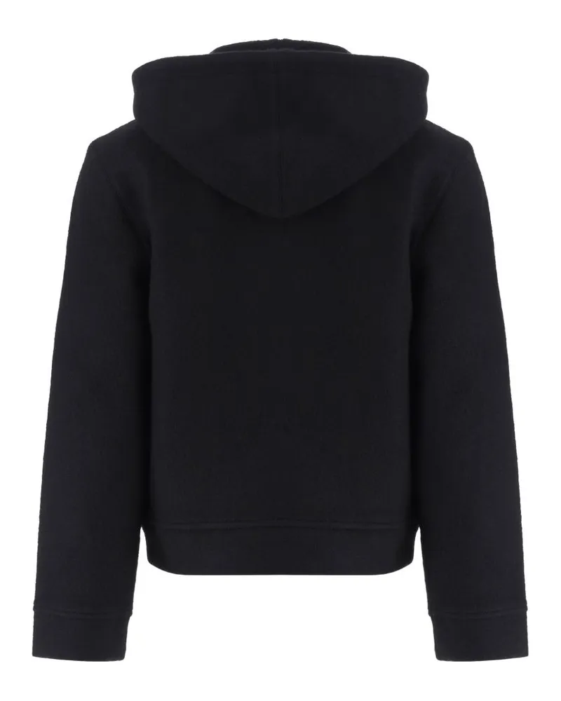 Emporio Armani Wool Blend Blouson Hoodie — Black Black