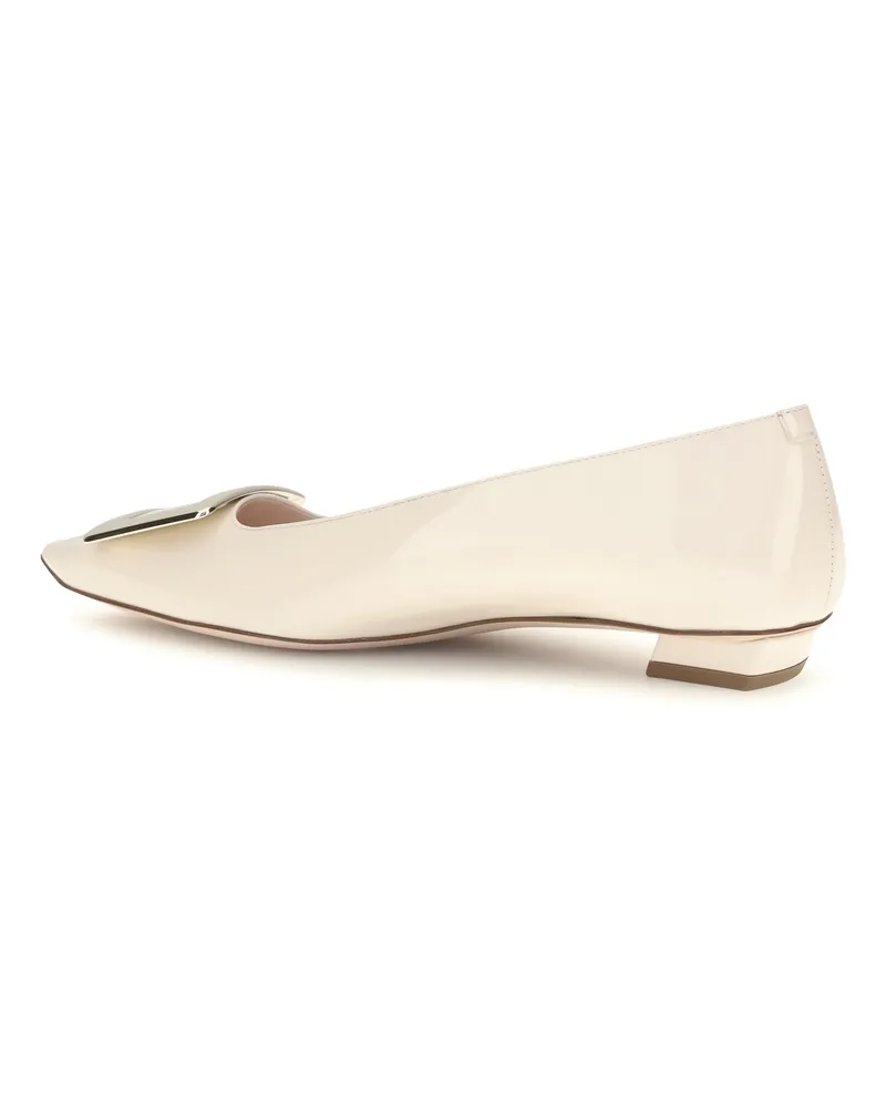 Roger Vivier Women's Ballerinas Belle Vivier Patent Leather White Calf Pumps High Heel Shoes White